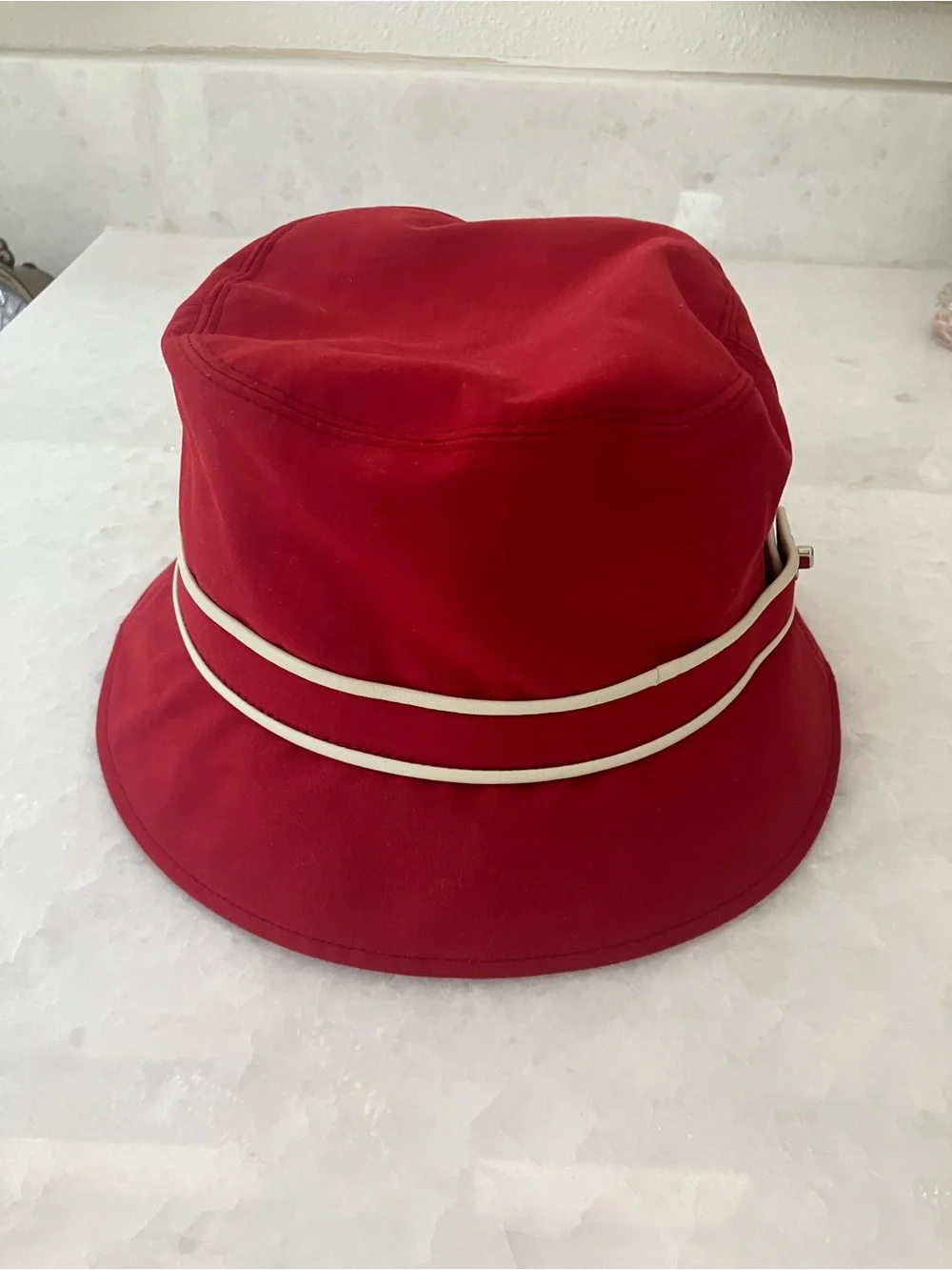 Coach Red Women's Bucket Hat with White Trim-vintage
